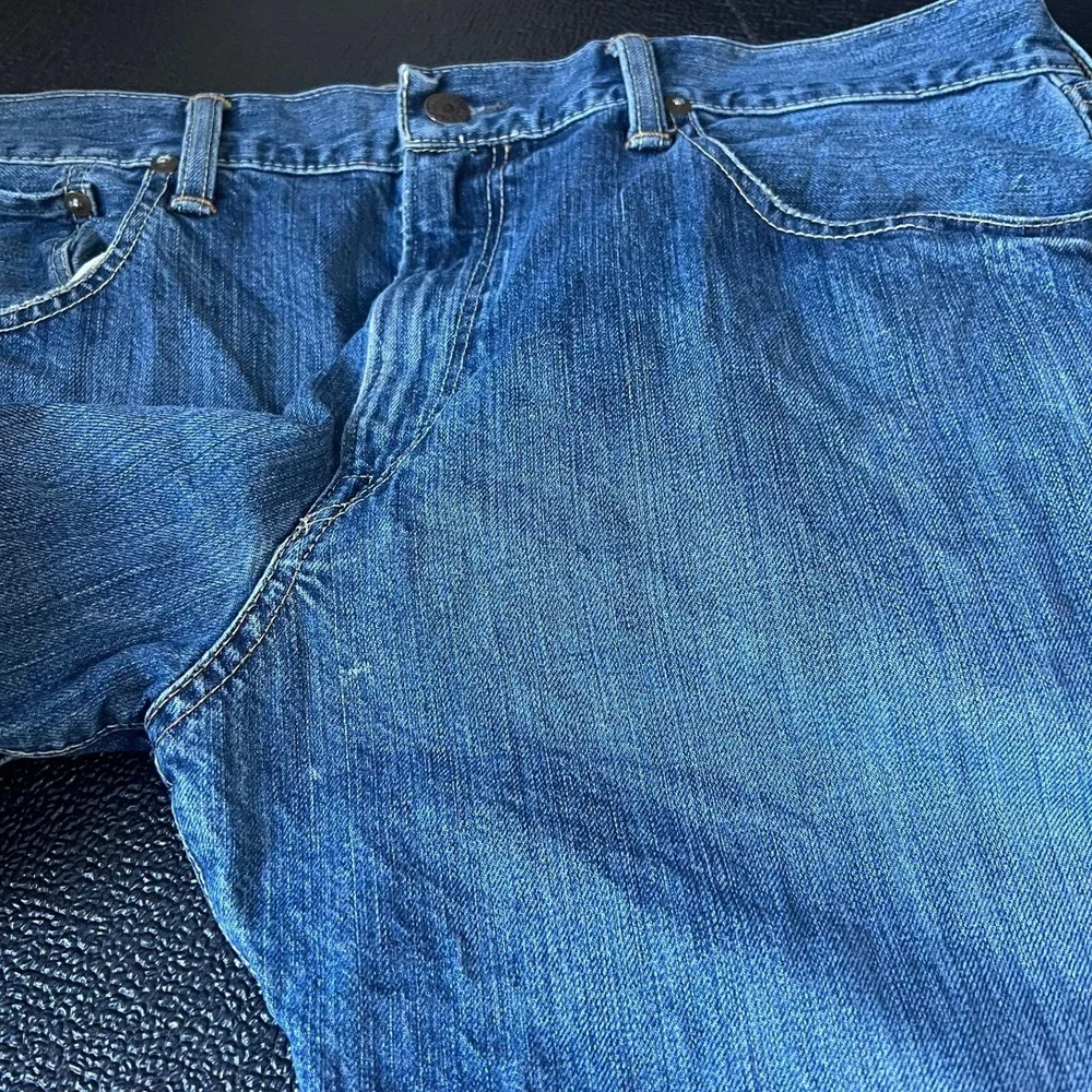 VTG Y2K Polo Ralph Lauren Mens Jeans Straight Leg 35x32 Preppy Leather Patch 90s